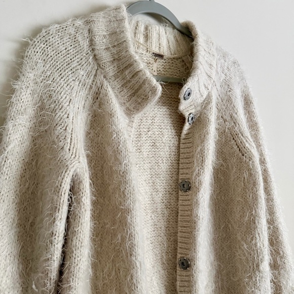 Free People Button Up Cardigan Fuzzy Womens Size S Soft Cozy Boho Sweater - Picture 2 of 11